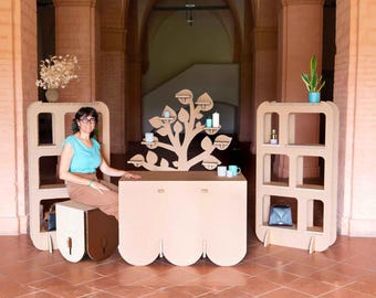 Set Naples: Eco-Friendly Display Booth | Cardboard Coffee Tree Shelf, Table & Stands for Fairs, Shops and Creative Events
