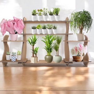 Soporte de exhibición con estantes, soporte de exhibición escalonado, mostrador de mercado, soporte de exhibición de bolsas, para plantas, velas, ropa