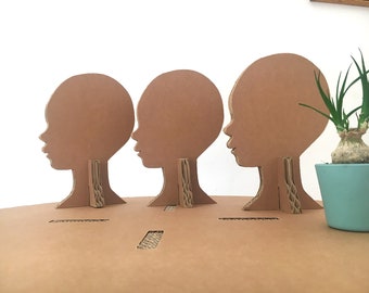 3 Baby Mannequin Head display stand, baby hat display, baby beanie display, headbands display holder, cardboard display, retail display