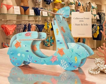 Italian Vespa scooter decor, cardboard vespa, grad party decor favor, store window decor