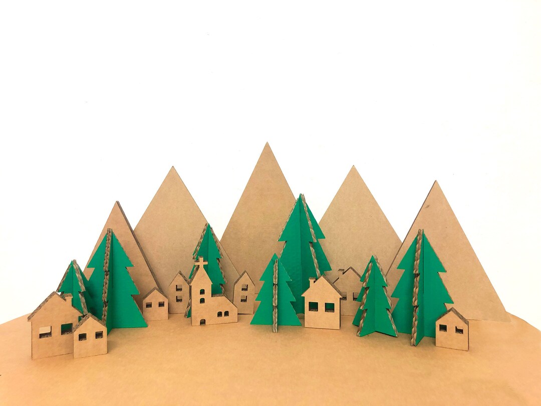 Modern Christmas Village Set Sustainable Christmas Ornament Etsy