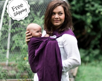 Bibetts Pure Linen Ring Sling Baby Carrier 'Plum' - CPSIA compliant - Infant, Toddler and Baby Carrier