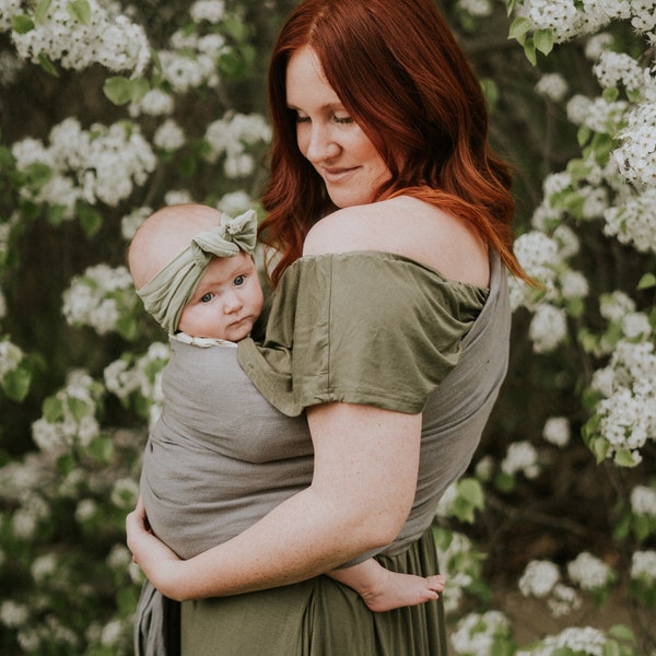 Bibetts Pure Linen Ring Sling Baby Carrier 'Silver' - CPSIA compliant - Infant, Toddler and Baby Carrier