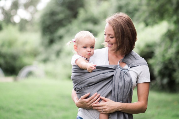 Bibetts Pure Linen Ring Sling Baby Carrier gray CPSIA Compliant Infant Toddler and Baby Carrier Etsy