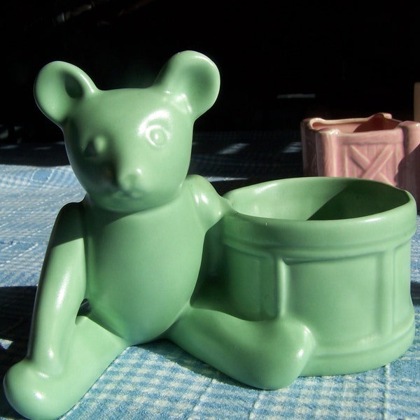 Shabby Chic small planter 1960s Green Teddy planter perfect for succulents, gifts, arrangements