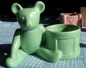 Shabby Chic small planter 1960s Green Teddy planter perfect for succulents, gifts, arrangements