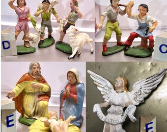 Italian Nativity Figures made from Rubber. Almost all are marked Italy 5 Different Sets available 1950s or earlier