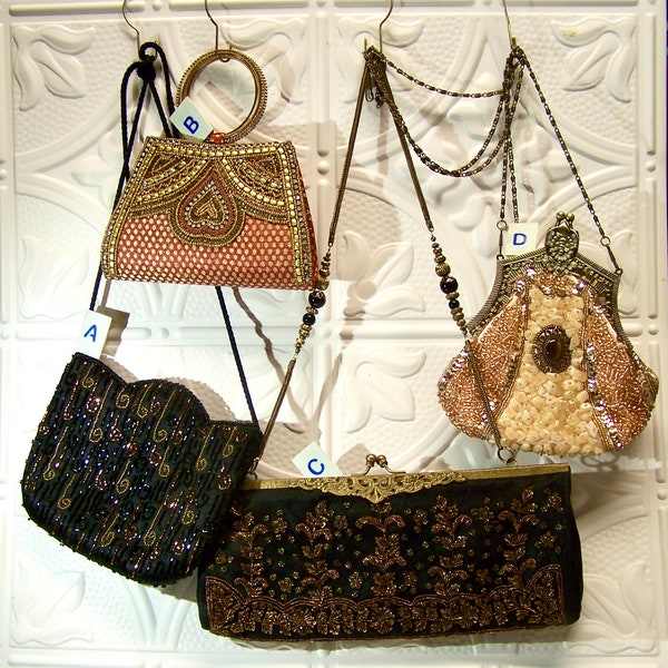 Stunning Vintage Evening Bags, stones, sequins, beads, satin pre-2000