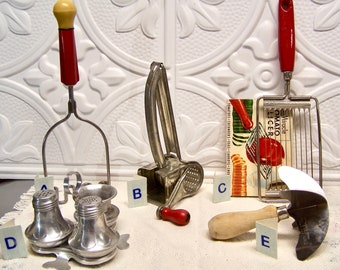 Choose from an assortment of Vintage Kitchen tools utensils or servers  1950s or earlier