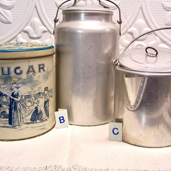 Milk Aluminum pail or vintage Coffee pot 1930s to 50s