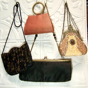 Stunning Vintage Evening Bags, stones, sequins, beads, satin pre-2000 image 2