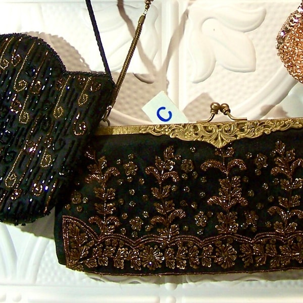 Stunning Vintage Evening Bags, stones, sequins, beads, satin pre-2000