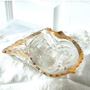 Antique EAPG wavy gold edged bowl shabby chic unmarked
