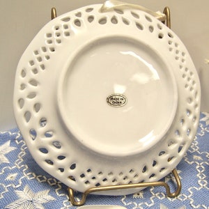 White Porcelain Doily plates with hangers craft supply New Old Stock 10 available image 3