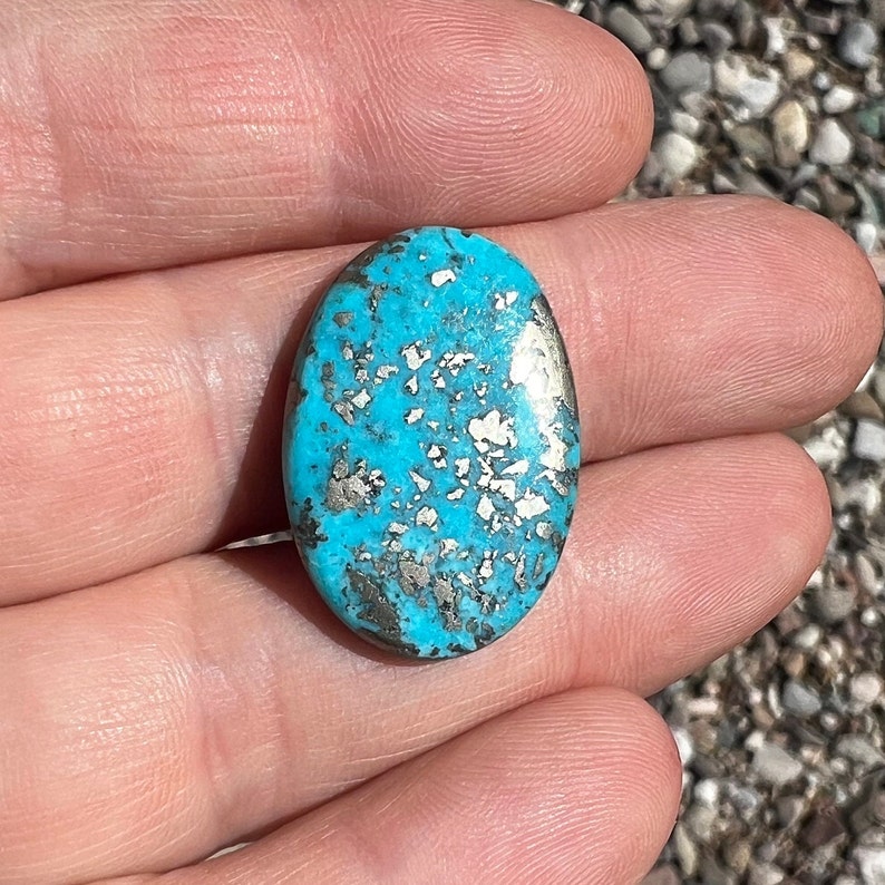 Turquoise with Pyrite Cabochon image 3