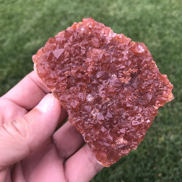 Natural Red Hematite Quartz Points Cluster