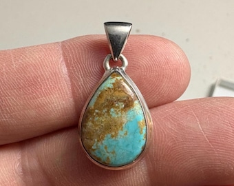 Number 8 Turquoise and .925 Sterling Silver Pendant