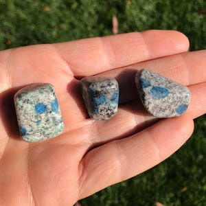 ALL 3 shown K2 Azurite and Granite Palm Stones also called K2 Jasper