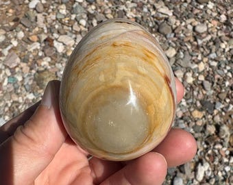 Polished Polychrome Jasper Egg comes with an acrylic base