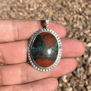 Sonora Sunrise Chrysocolla Cuprite and .925 Sterling Silver Pendant