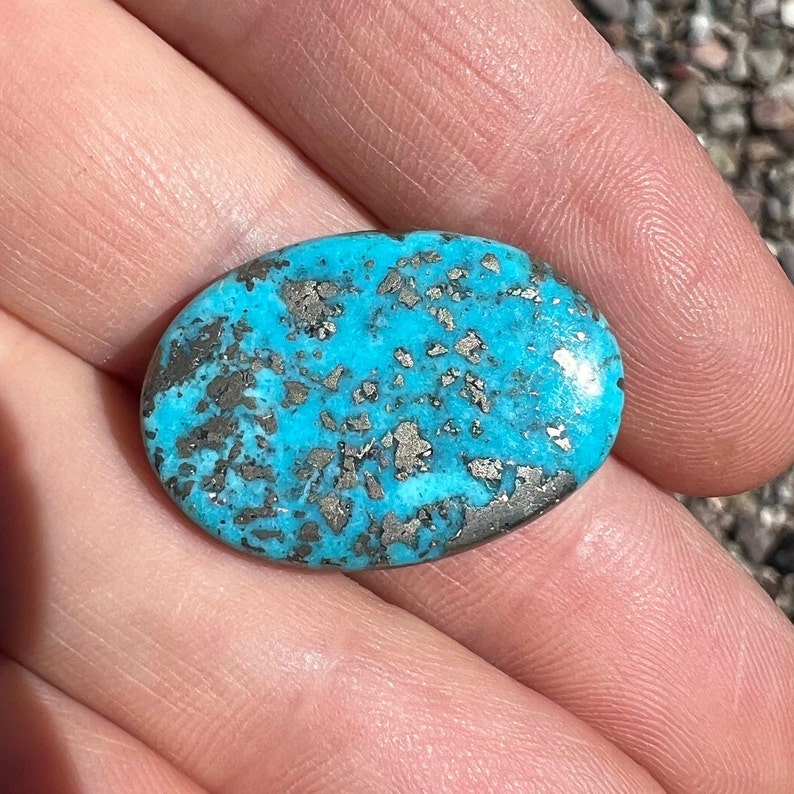 Turquoise with Pyrite Cabochon image 1