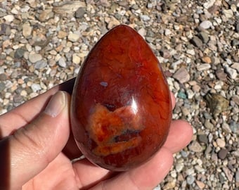 Carnelian Egg with Acrylic Stand (2.8" x 2.0" x 2.0”) Madagascar
