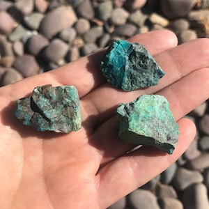 3 Raw Chrysocolla stones