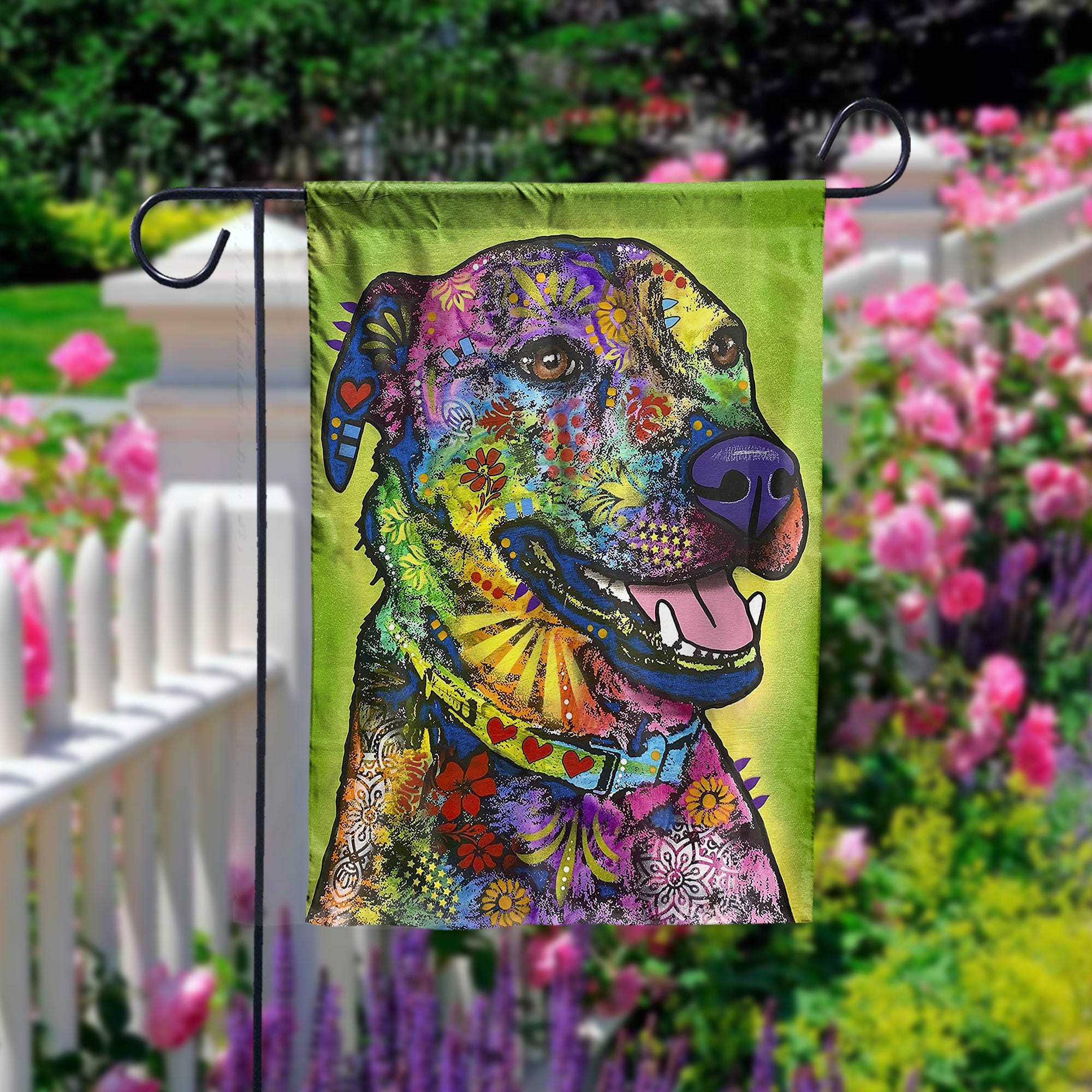 Discover American Shelter Dog Flag, Happy Independence Day Flag, Best of Breed Dean Russo Flag