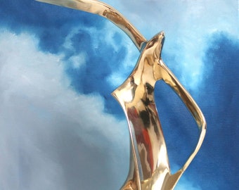 Abstract sculpture in solid brass, Albatross figurine