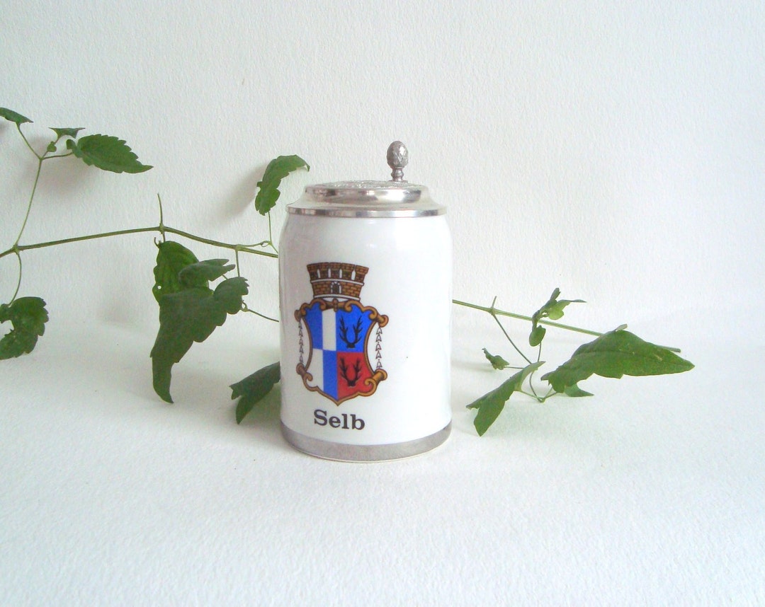 Vintage Beer Mug Selb Bayern Stein White and Silver Selb & Etsy