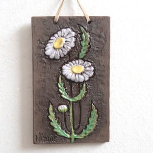 Scandinavian ceramic wall art by  Ninnie Forsgren, Swedish ceramic flower art