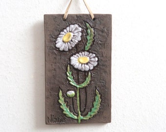 Scandinavian ceramic wall art by  Ninnie Forsgren, Swedish ceramic flower art