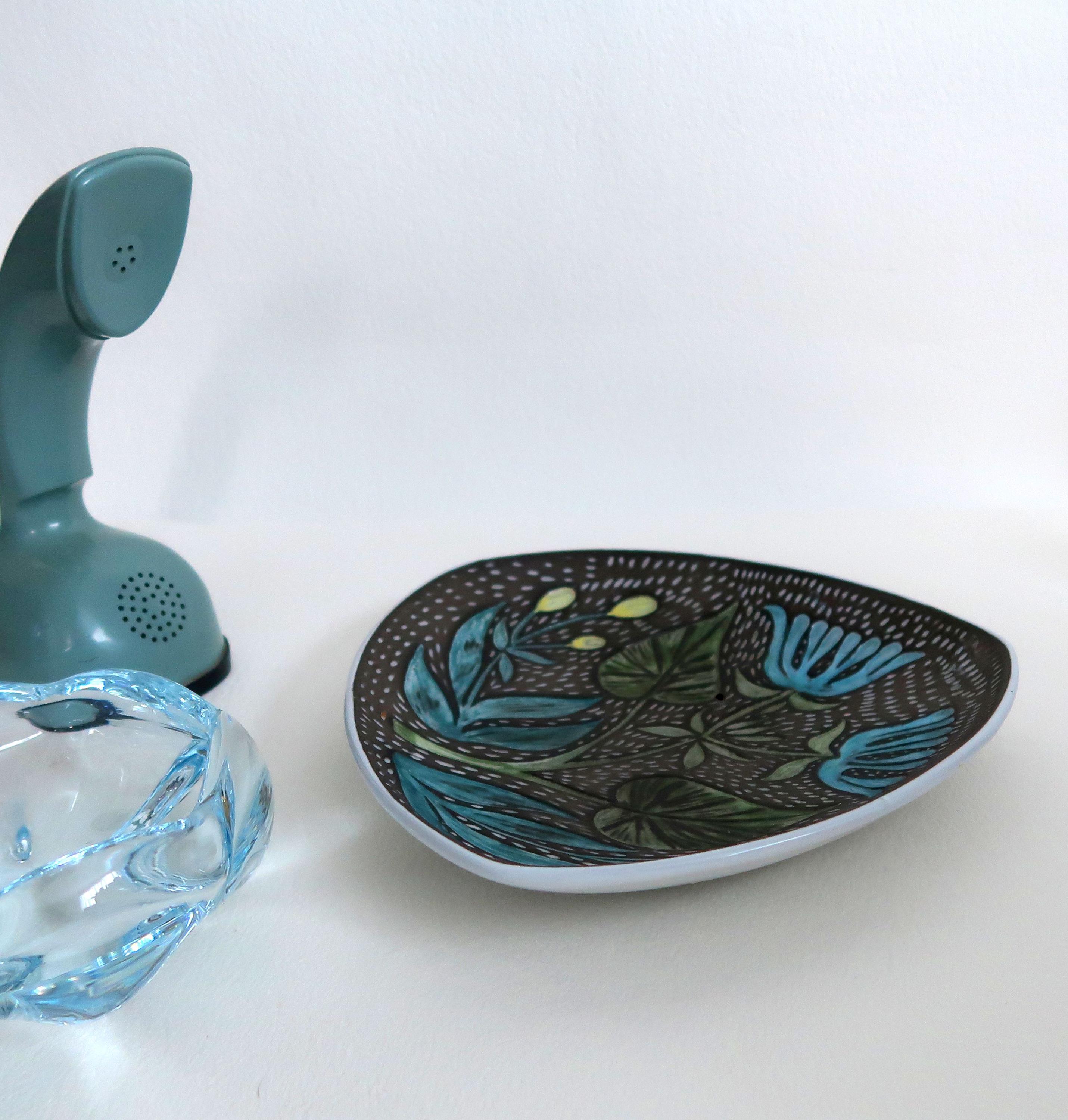 ARABIA - Upsala ekeby ハリネズミ Mint 1955 Upsala-Ekeby Zebra Saucer Swedish Ceramics Gefle