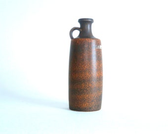 Keruska Keramik bottle vase  " Sierra series" with handle and shifting brown glaze, Germany 1960-65.