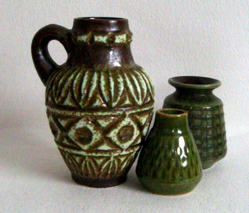 Pitcher vase by Bay Keramik  with geometric pattern  in 