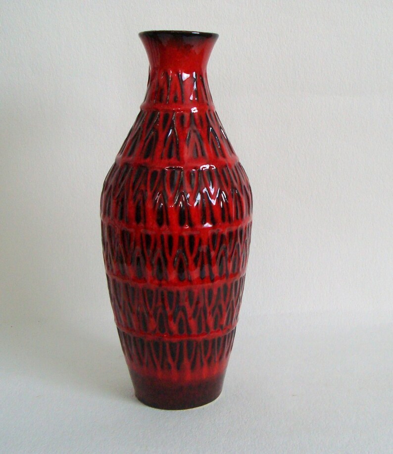 Tall vase by Bodo Mans for Bay Keramik  Geometric pattern  