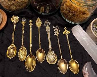 Vintage 70s Meka Denmark Demitasse Enameled Gold Tone Spoon