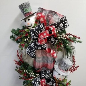 Winter Snowman Wreath, Holiday Grapevine Wreath, Whimsical Snowman Wreath, Snowman Decor, White Grapevine Wreath, Frosty the Snowman Wreath image 8