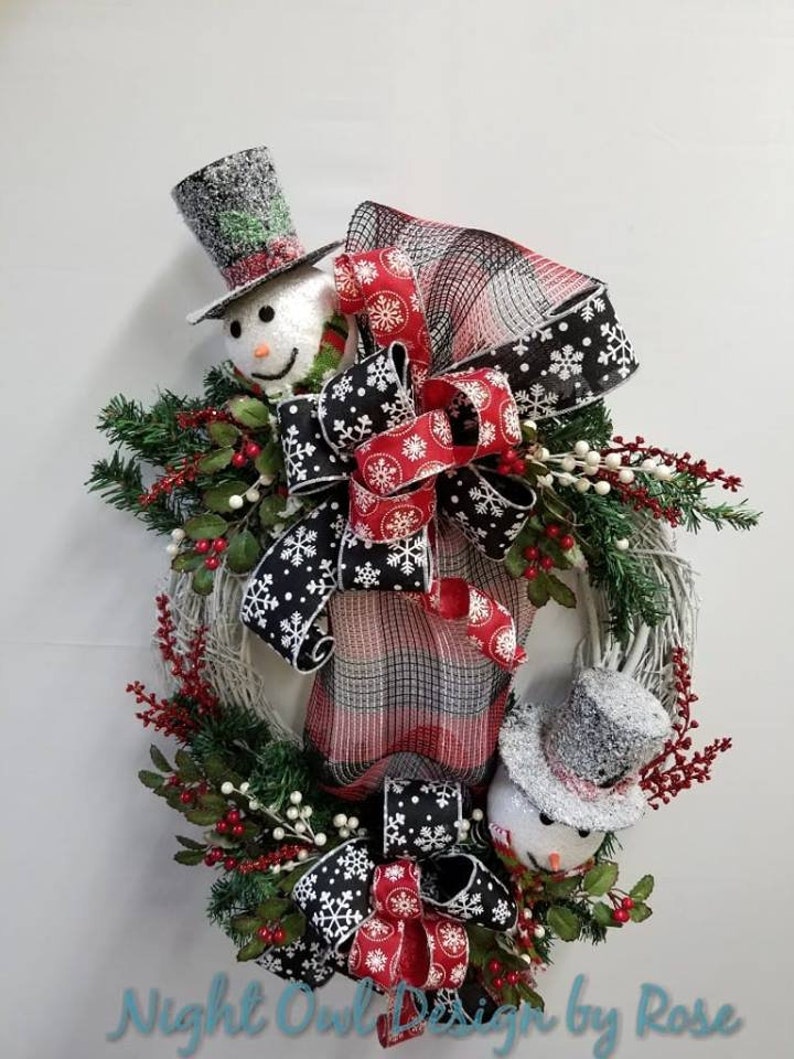 Winter Snowman Wreath, Holiday Grapevine Wreath, Whimsical Snowman Wreath, Snowman Decor, White Grapevine Wreath, Frosty the Snowman Wreath image 8