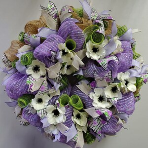 Everyday Deco Mesh Wreath for Front Door, Spring Poppy Wreath, Floral Wreath, Front Door Hanger