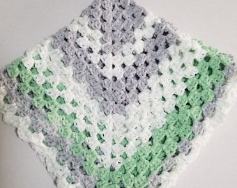 Crochet Baby Blanket, Baby Crochet Blanket, Gender Neutral Baby Blanket, Green Gray White Baby Blanket, Baby Shower Gift, Nursery Blanket