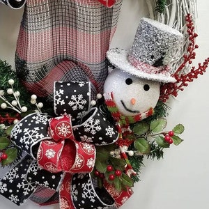 Winter Snowman Wreath, Holiday Grapevine Wreath, Whimsical Snowman Wreath, Snowman Decor, White Grapevine Wreath, Frosty the Snowman Wreath image 6
