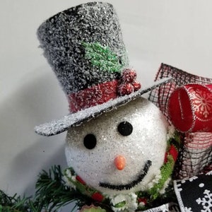Winter Snowman Wreath, Holiday Grapevine Wreath, Whimsical Snowman Wreath, Snowman Decor, White Grapevine Wreath, Frosty the Snowman Wreath image 2