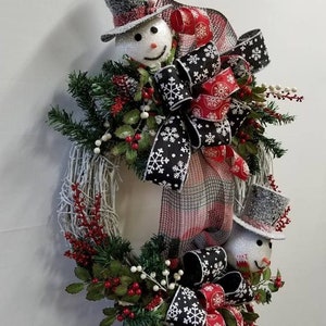 Winter Snowman Wreath, Holiday Grapevine Wreath, Whimsical Snowman Wreath, Snowman Decor, White Grapevine Wreath, Frosty the Snowman Wreath image 4