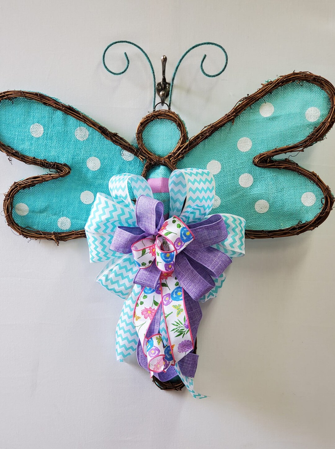 Dragonfly Door Hanger, Dragonfly Wreath for Front Door, Country Door
