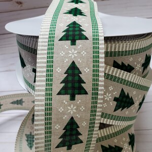 Green Plaid Christmas Tree Ribbon, 2.5&quot; Wired Ribbon
