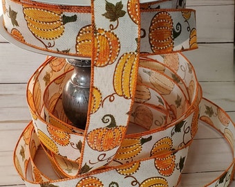 Dotted Pumpkin Ribbon, 1.5" Wired Ribbon