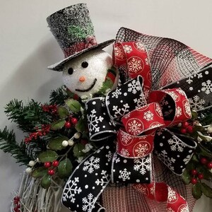 Winter Snowman Wreath, Holiday Grapevine Wreath, Whimsical Snowman Wreath, Snowman Decor, White Grapevine Wreath, Frosty the Snowman Wreath image 3