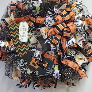 Halloween Wreath for Front Door, Deco Mesh Halloween Wreath, Witch Wreath