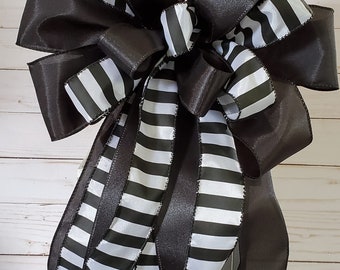 Black & White Bow for Your Front Door, Wreath Bow, Lantern Bow, Basket Bow, Gift Bow, Home Decor Bow, Halloween Bow